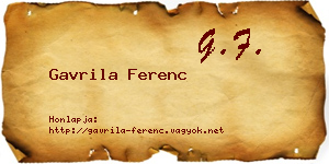 Gavrila Ferenc névjegykártya